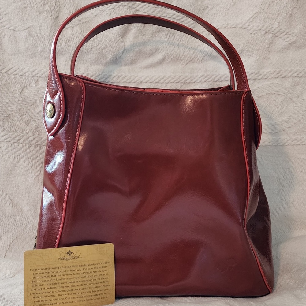 Patricia Nash Elegant Burgundy Leather Handbag
